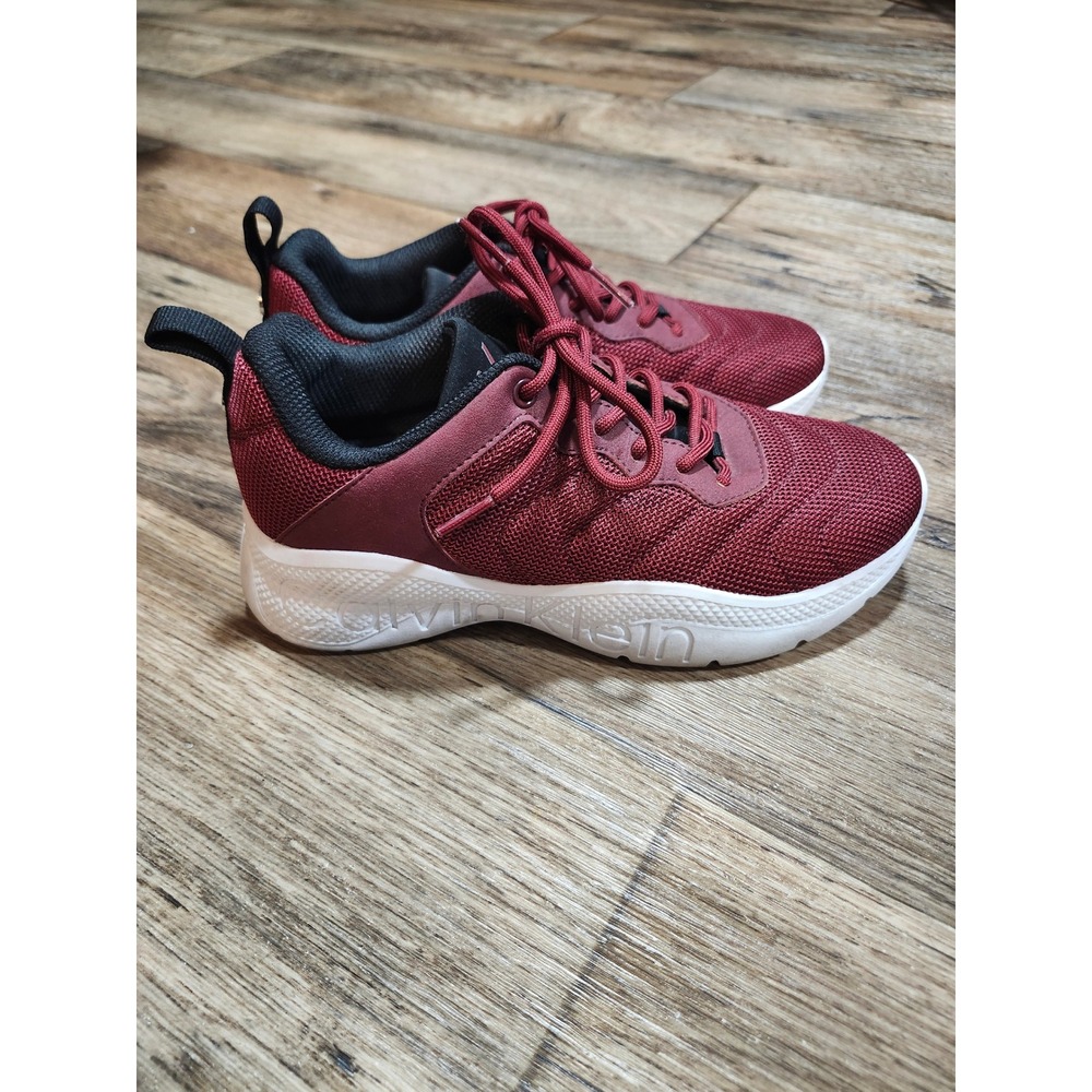 Calvin Klein Cecyle Burgundy Maroon Mesh Lace Up Sneakers KCCECYLE Womens  5.5 M